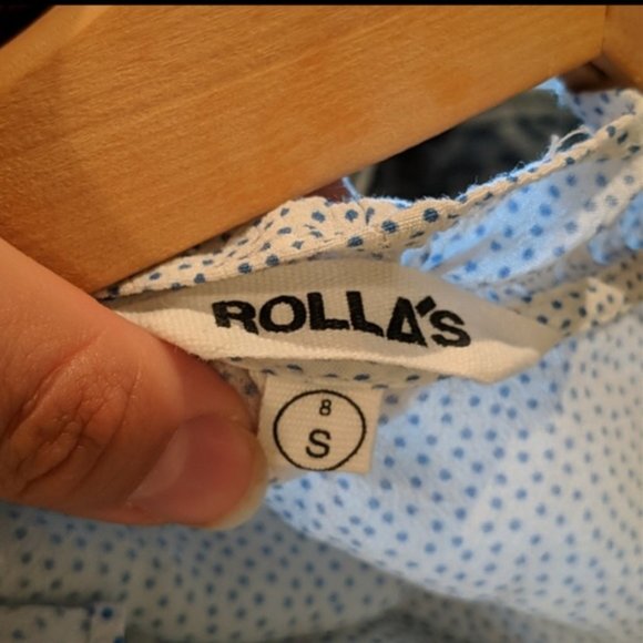 Blue white polka dot ruffled blouse - Picture 5 of 5